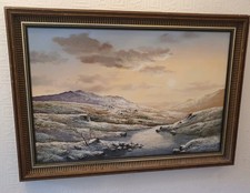 Winter Countryside Oil Painting on Canvas Snow Scene 88x62cm Brian D Horswell