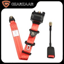 Universal 3 Point Seat Belts Safety Belt 4m Length Retractable Long Strap Red