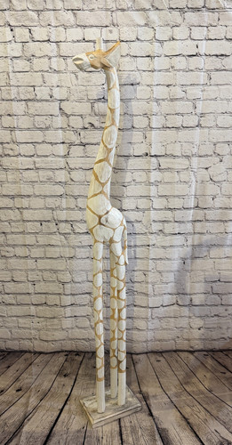 150cm white dot wooden giraffe - white,