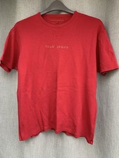 FCUK Jeans Men's Deep Red Logo T-Shirt Size XL, 100% Cotton in VGC