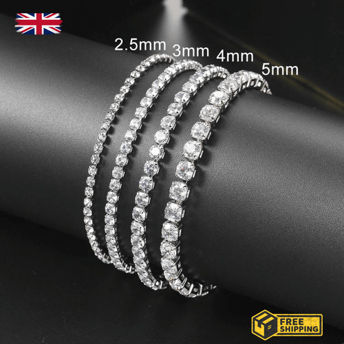 Silver zircon tennis bracelet - zircon,