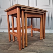 Retro Vintage Nest of Three Schrieber Side Tables - Mid Century - Teak Laminate