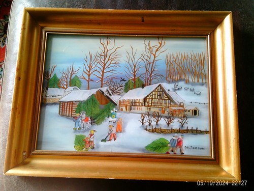 Reverse glass painting - ,, winter