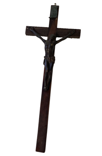 Antique wooden wall crucifix - wall,