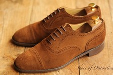 Loake Brown Suede Leather Oxford Brogue Shoes UK 8 US 9 EU 42 Vintage