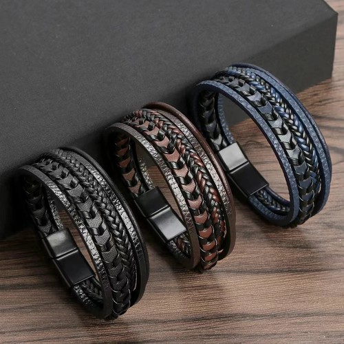 Mens braided leather bracelet - braided,