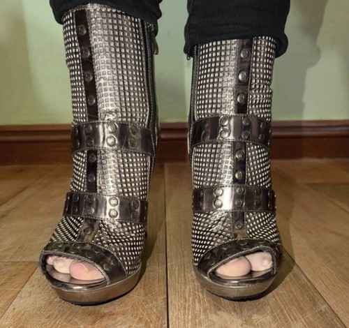 New rock silver ankle peep - rock,