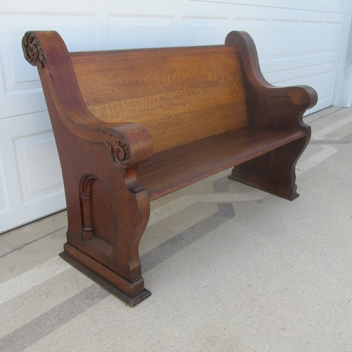 Antique church pew bench - antique, oak