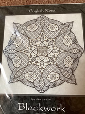 BLACKWORK KIT - ENGLISH ROSE - KIT WITH BEADS-  DERWENTWATER DESIGN - NEW