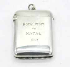 Victorian Sterling Silver 'Royal Visit to Natal, 1901' Vesta Case Antique
