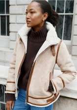 Wyse Holly Aviator Jacket Beige. BNWT. Size 2 (UK 10)