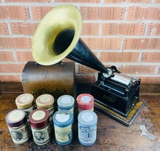 Antique Edison Phonograph Gem Model A Gramophone Wax Cylinder Horn Record Player
