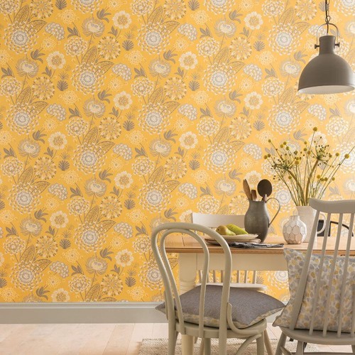 Mustard yellow floral - mustard,
