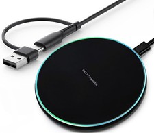 Fast Wireless Charger Charging Pad For Apple iPhone 16 & Samsung , Google Pixel
