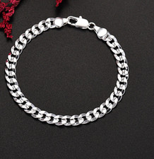 925 Sterling Silver Curb Chain Bracelet Bangle Women Men Boys Linked Jewellery