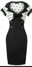 Black and White Polka Dot Wiggle Dress (#1016-1)