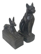 Hand Carved Egyptian Bastet & Anubis Resin/Stone Replica Ornament/Home Decor