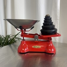 Weylux Scales And Cast Iron Brass Weights Red Vintage Kitchen Shop Display