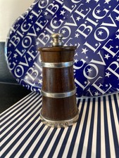 Vintage Silver Mounted & Oak Pepper Grinder, Milk Churn Shape.