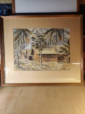 Signed 'Native huts' -