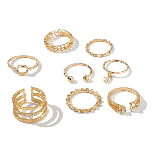 Set rings boho gold - 8,