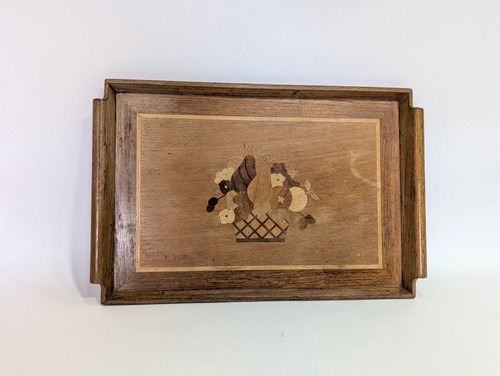 Vintage wooden inlaid - wooden, serving