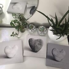 heart pebble canvas trio set Home Decor Beach Stones Wall Picture Photos Neutral
