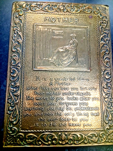 Vintage brass picture plaque