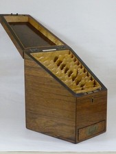 Rosewood Desk Top Stationary Writing Cabinet London Maker Label Antique