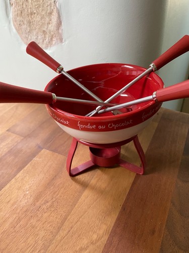 Ceramic chocolate fondue set - chocolate,
