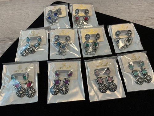 Oxidised silver earing - silver,