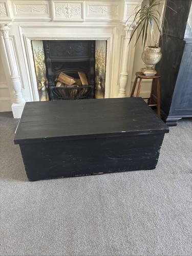 Antique pine blanket box chest - pine,