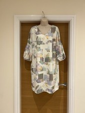 Next Ladies Off White Lilac Pastel Geometric Tunic Dress Size 14 16 42in Chest