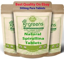 Spirulina 500mg Tablets Detox Cleanse Energy Immune Booster Weight loss Natural