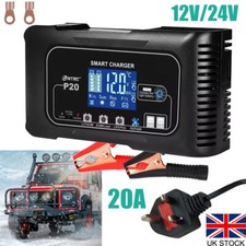For Lead Acid AGM GEL PB Lithium LiFePo4 Battery Charger Smart 20A 12V-24V UK