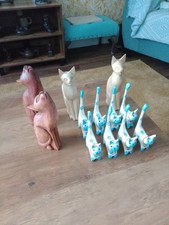 12 Wooden Cats