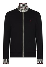 Mens Merc London Retro Checker board Racing Zip Up Track Top Myrtle - Black