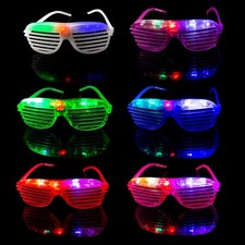 New Flashing LED Shutter Glasses Light Up Rave Slotted Party Glow Shades Fun UK