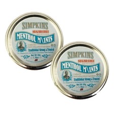 Simpkins Traditional Long Lasting SUGAR FREE Menthol Mints 2 x 50g Pocket Tin