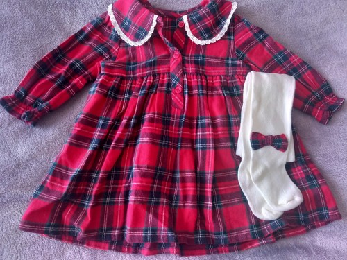 Baby girls tartan dress with - tartan,