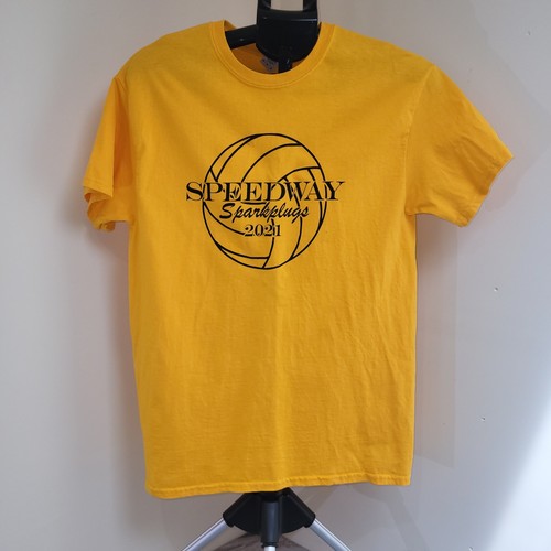 Yellow shirt with - with, speedway