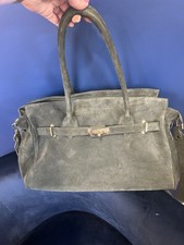Beautiful  green suede leather handbag