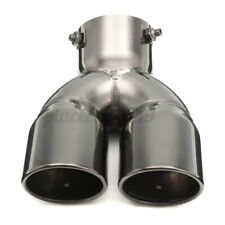 76mm Universal Double Twin Exhaust Tip Trim Pipe Tail Muffler Pipe Chrome Steel