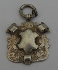 Shield  Antique Sterling Silver Fob Medal 1909 Hallmark