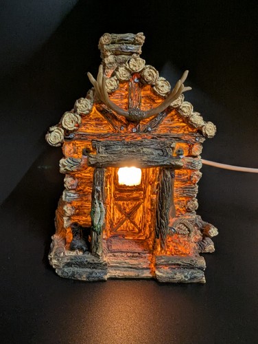 Christmas village lighted log - lighted,