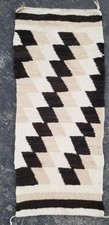 Vintage Handmade Native American Navajo Serrated Lightning Wool Rug 86x38cm