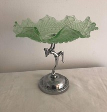A really nice original ART DECO GLASS/ & Chromium Plated nude lady figure/ Bowl