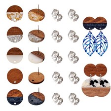 30Pcs Resin Wood Earrings