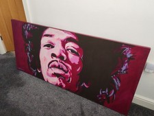 Jimi Hendrix Artwork Canvas Large And Detailed Pop Art Style deep purple