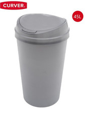 Curver 45L Touch Top Bin Silver Easy Open Lid Durable Easy Clean